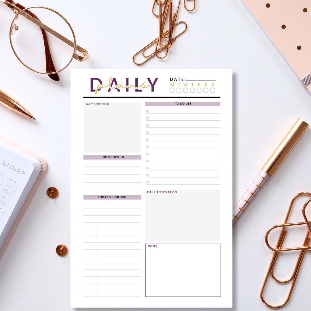 "Daily Plans" Notepad